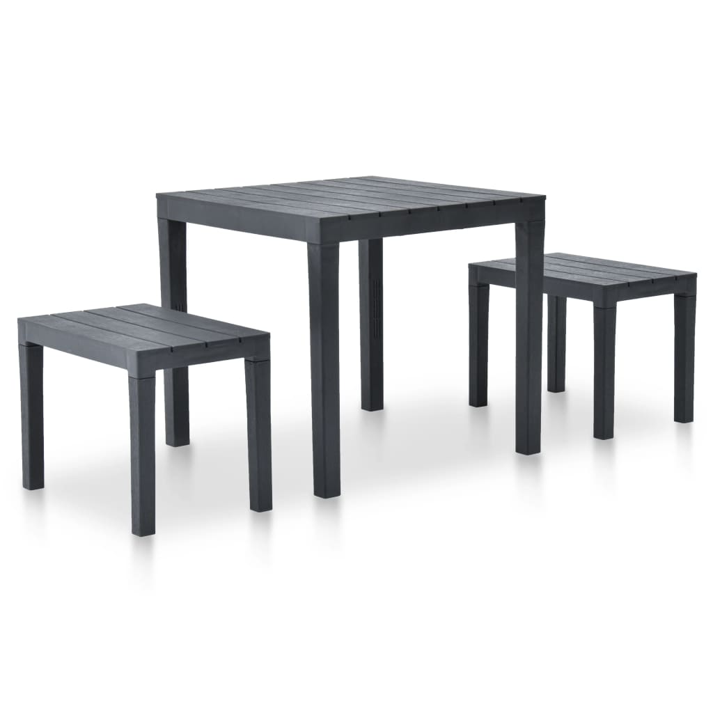 Tuintafel Met 2 Banken Kunststof Antraciet
