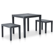 Tuinset kunststof antraciet tafel 2 banken