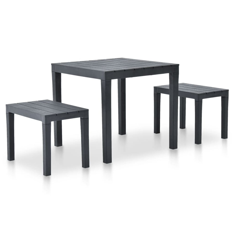Tuintafel Met 2 Banken Kunststof Antraciet