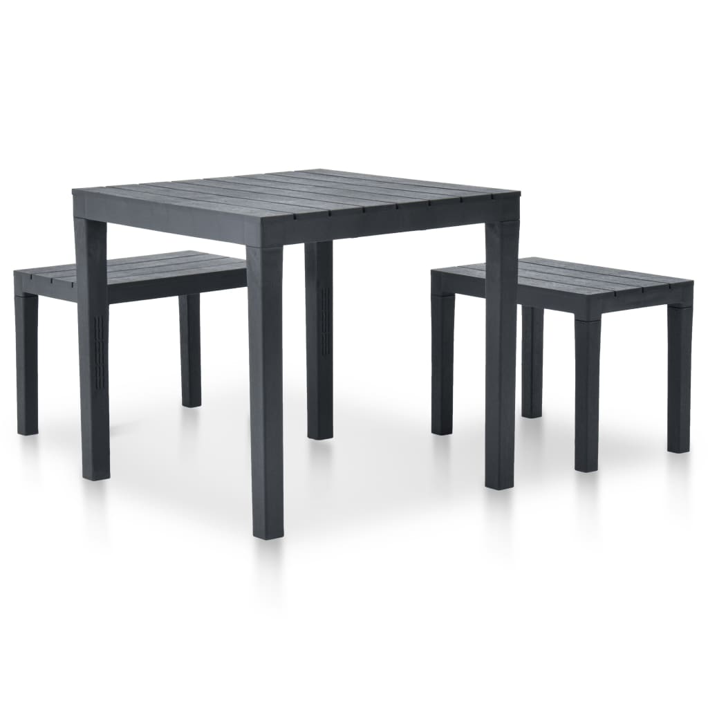 Tuintafel Met 2 Banken Kunststof Antraciet