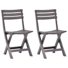 Garden chairs foldable 2 pcs plastic mocha