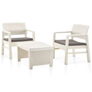 Loungeset kunststof wit 3-delig