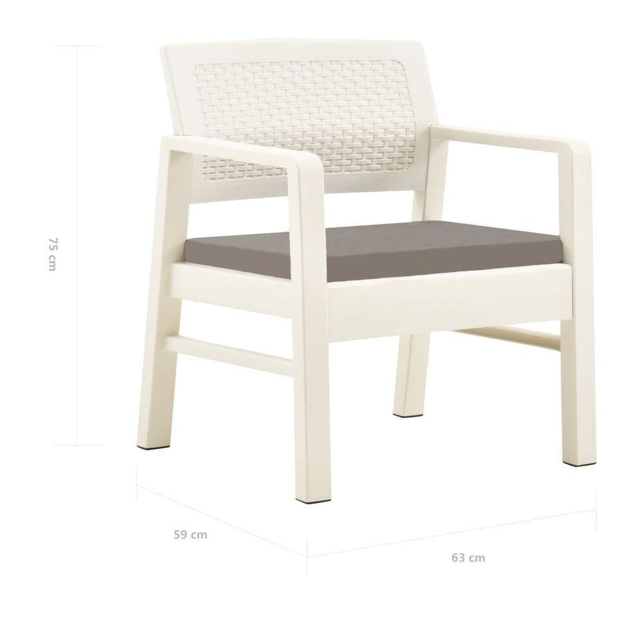 -Delige Loungeset Kunststof Wit