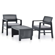 Loungeset 3-delig kunststof antraciet