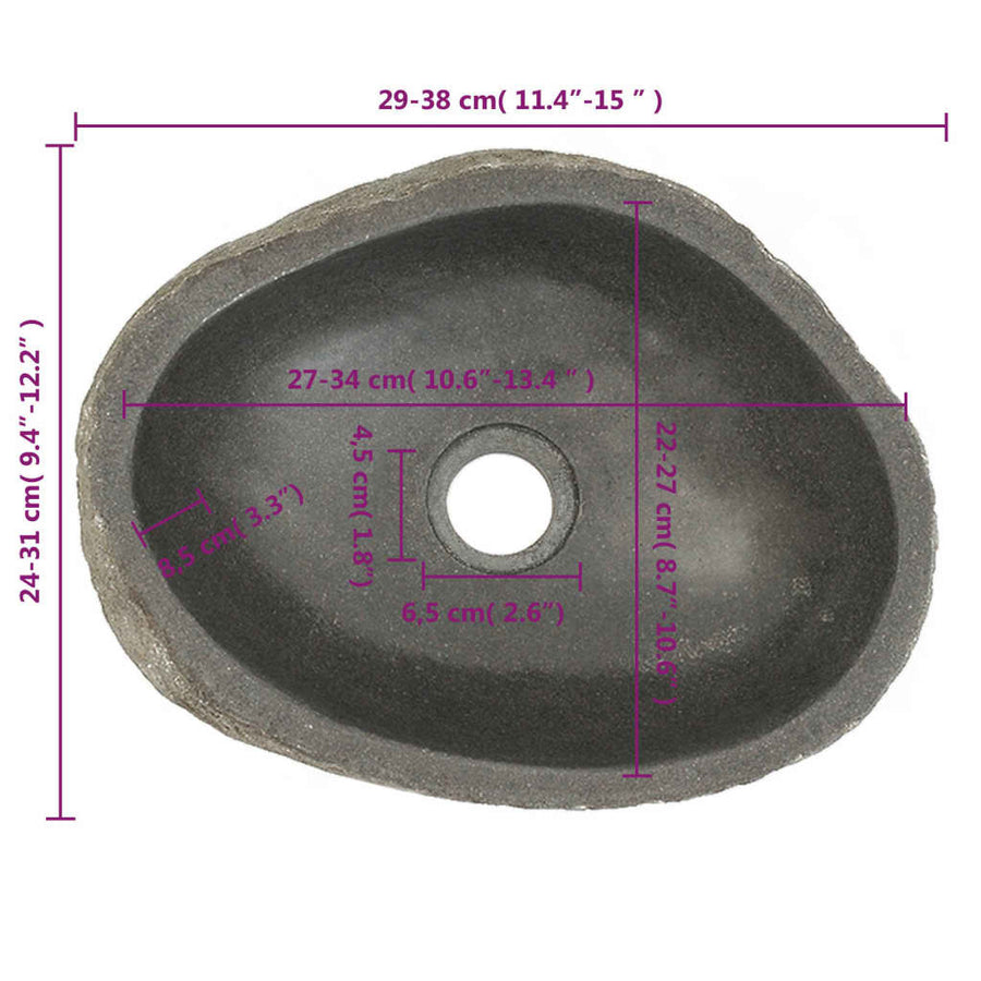 Wastafel Ovaal 29-38 Cm Riviersteen