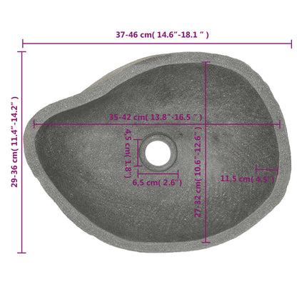 Wastafel ovaal 37-46 cm riviersteen 37-46 cm