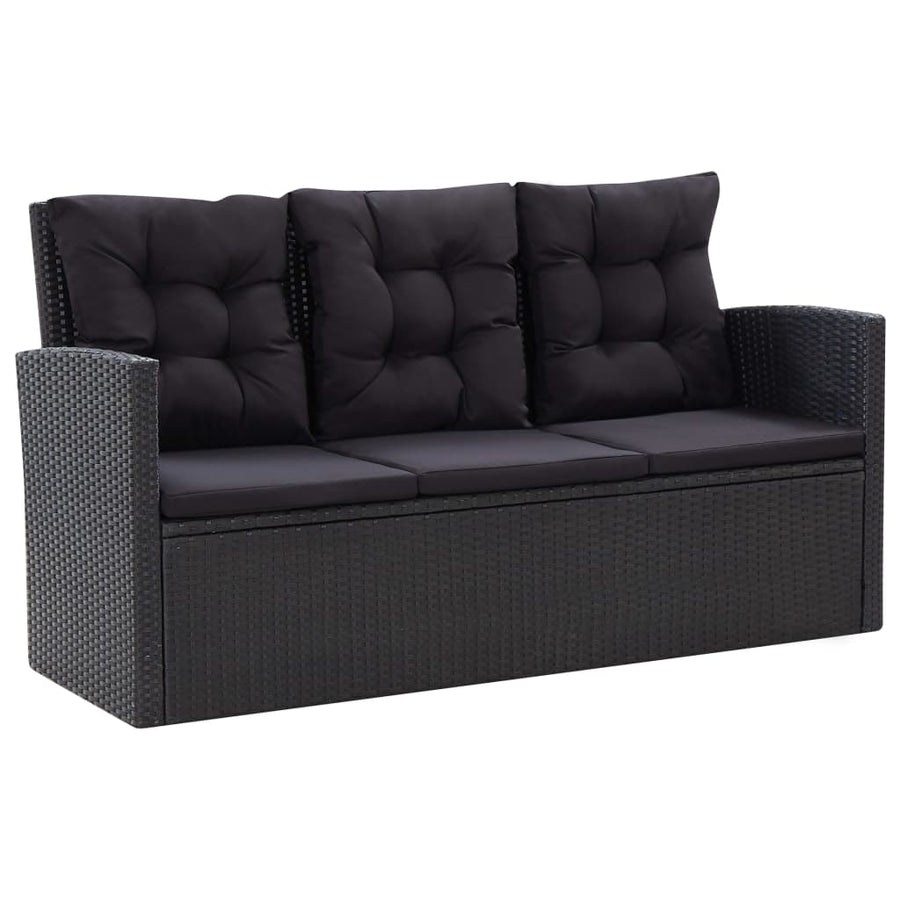 6-Delige Loungeset Met Kussens Poly Rattan Zwart