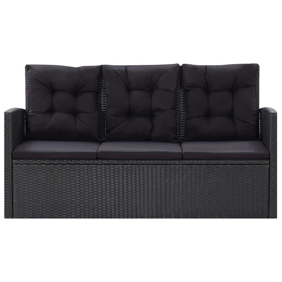 6-Delige Loungeset Met Kussens Poly Rattan Zwart