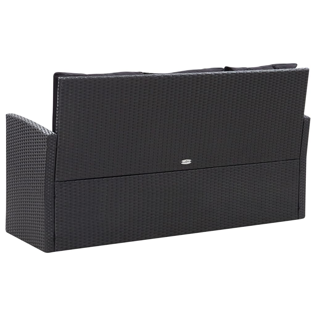 6-Delige Loungeset Met Kussens Poly Rattan Zwart