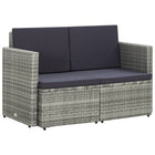 2-Seater Garden Bench with Cushions, Poly Rattan, Grey