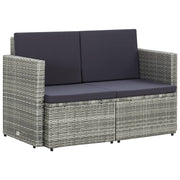 Tuinbank 2-zits poly rattan grijs 118x65x74 cm