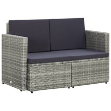 Tuinbank 2-Zits Met Kussens Poly Rattan Grijs
