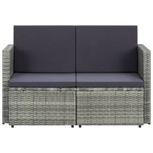 Tuinbank 2-Zits Met Kussens Poly Rattan Grijs