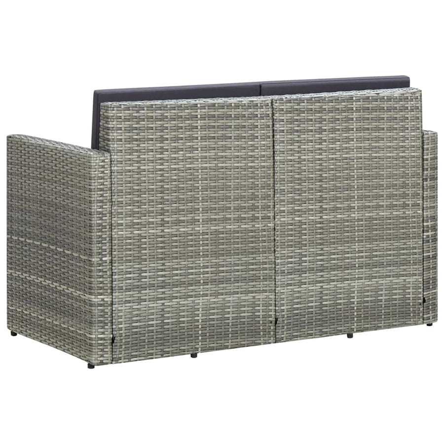 Tuinbank 2-Zits Met Kussens Poly Rattan Grijs