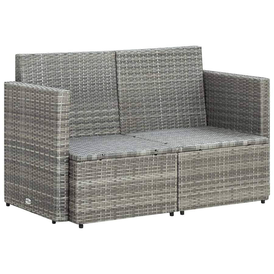 Tuinbank 2-Zits Met Kussens Poly Rattan Grijs
