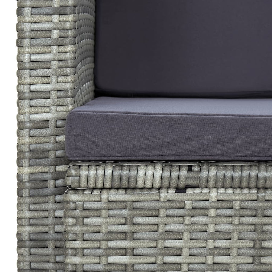 Tuinbank 2-Zits Met Kussens Poly Rattan Grijs