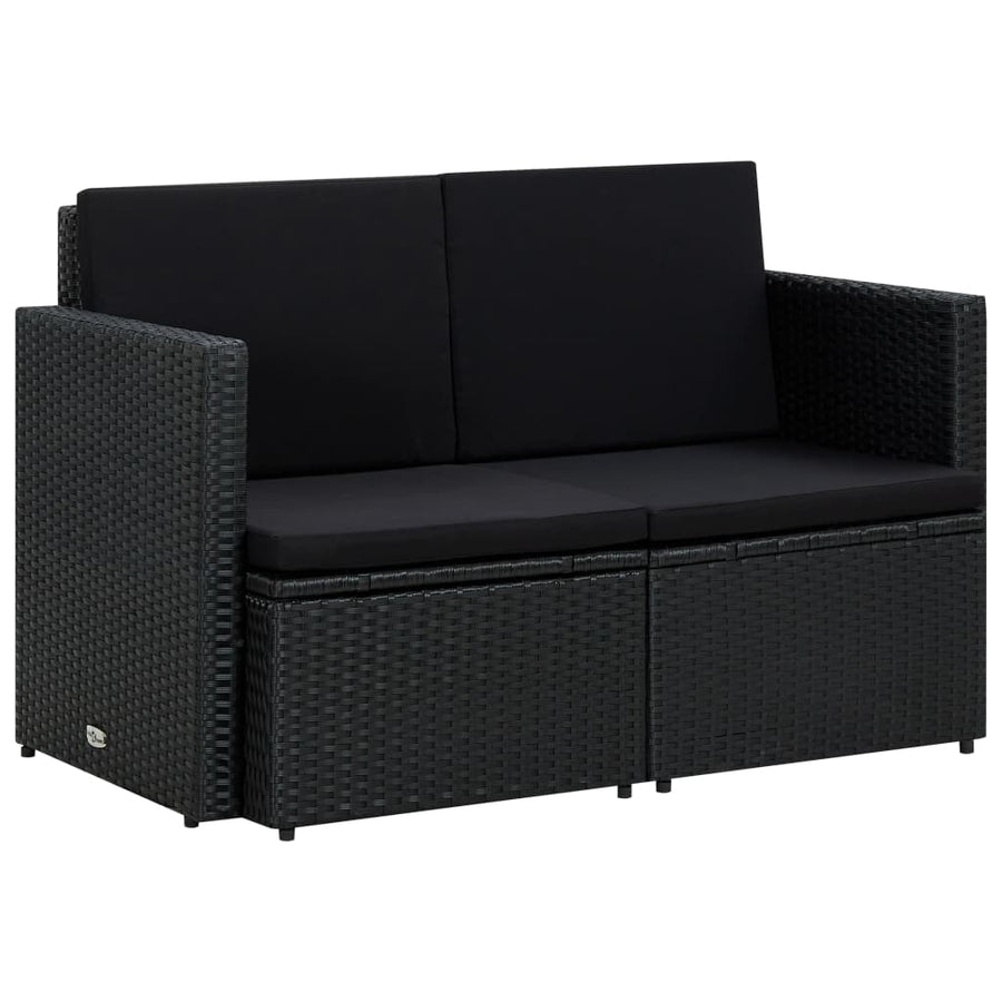 Tuinbank 2-Zits Met Kussens Poly Rattan Grijs