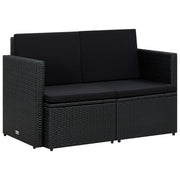 Tuinbank 2-zits poly rattan zwart