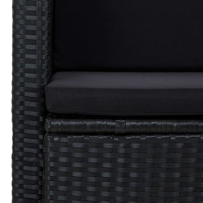 Tuinbank 2-Zits Met Kussens Poly Rattan Zwart