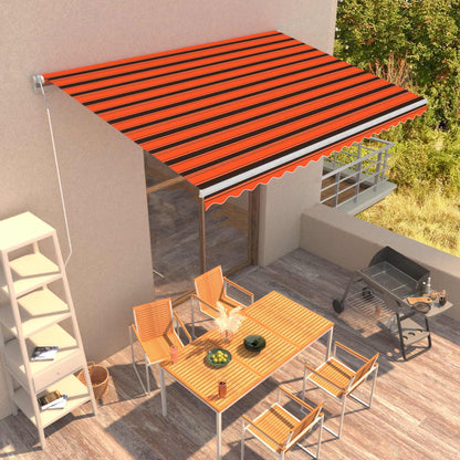 Luifel automatisch uittrekbaar 450x300 cm oranje en bruin
