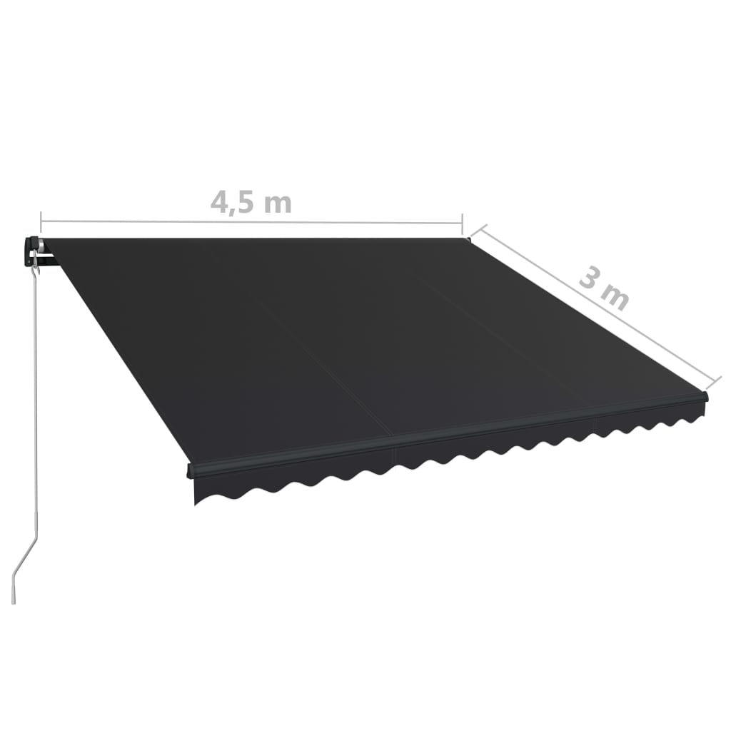 Luifel Handmatig Uittrekbaar 450 x 300 cm Antraciet
