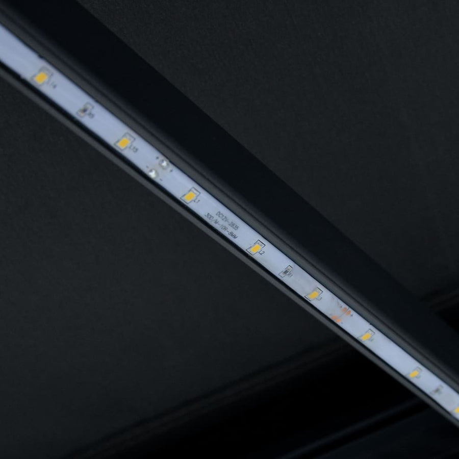 Luifel Handmatig Uittrekbaar Met Led 300 x 250 cm Antraciet