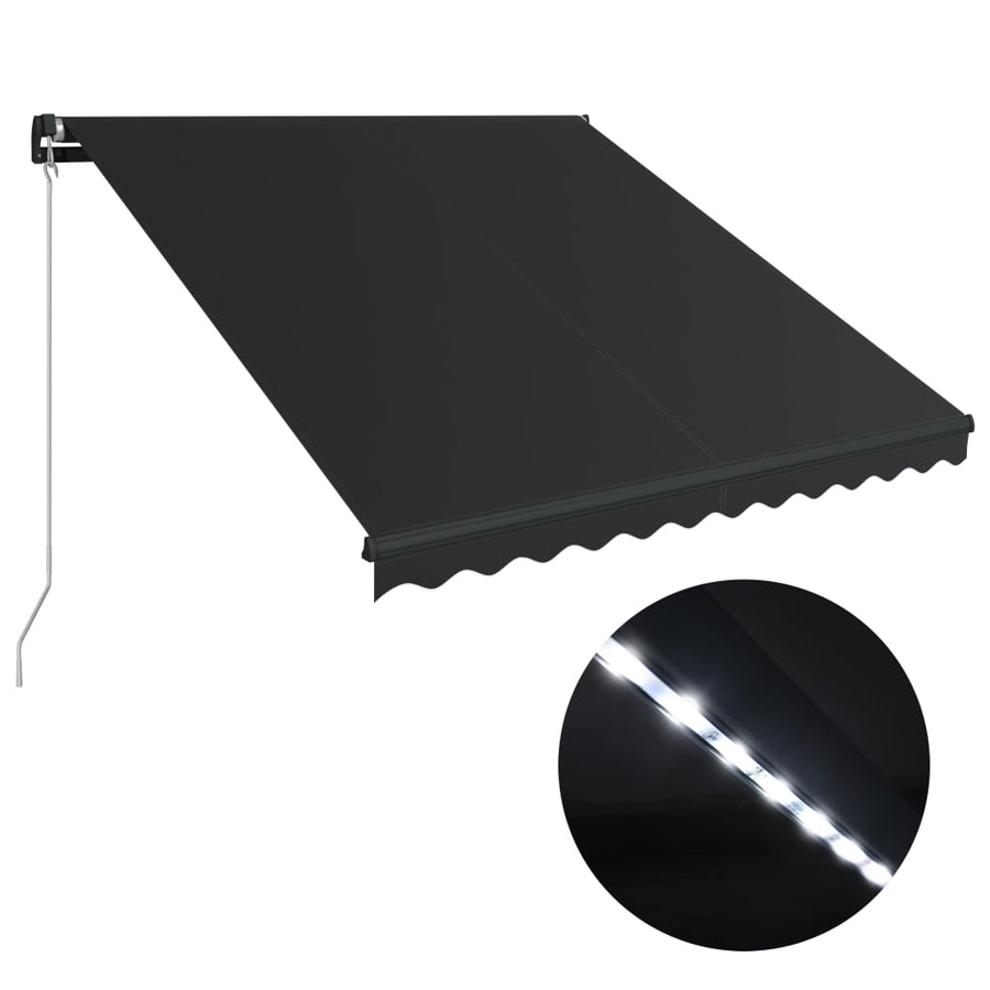 Luifel Handmatig Uittrekbaar Met Led 350 x 250 cm Antraciet