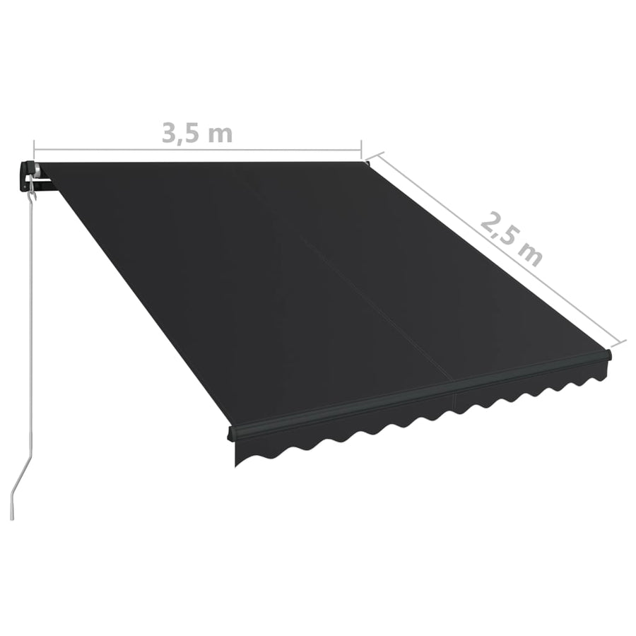 Luifel Handmatig Uittrekbaar Met Led 350 x 250 cm Antraciet