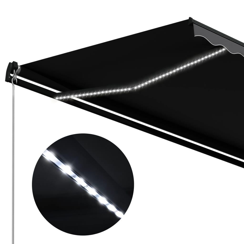 Luifel Handmatig Uittrekbaar Met Led 350 x 250 cm Antraciet