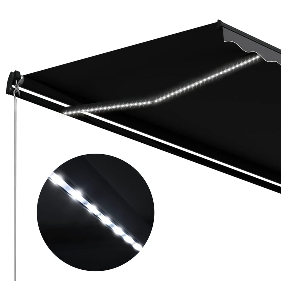 Luifel Handmatig Uittrekbaar Met Led 350 x 250 cm Antraciet
