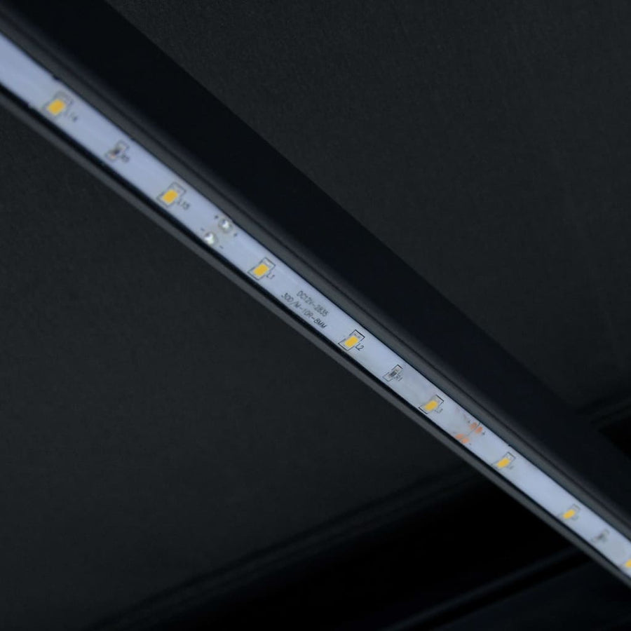 Luifel Handmatig Uittrekbaar Met Led 350 x 250 cm Antraciet