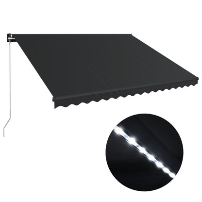 Luifel Handmatig Uittrekbaar Met Led 450 x 300 cm Antraciet