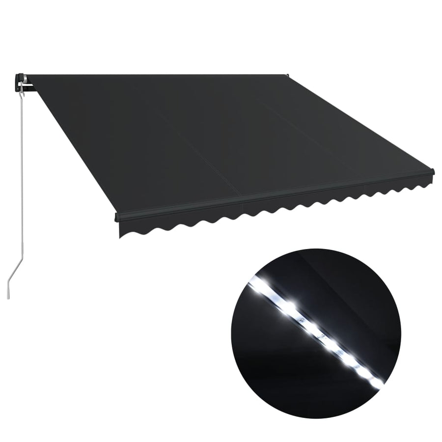 Luifel Handmatig Uittrekbaar Met Led 450 x 300 cm Antraciet