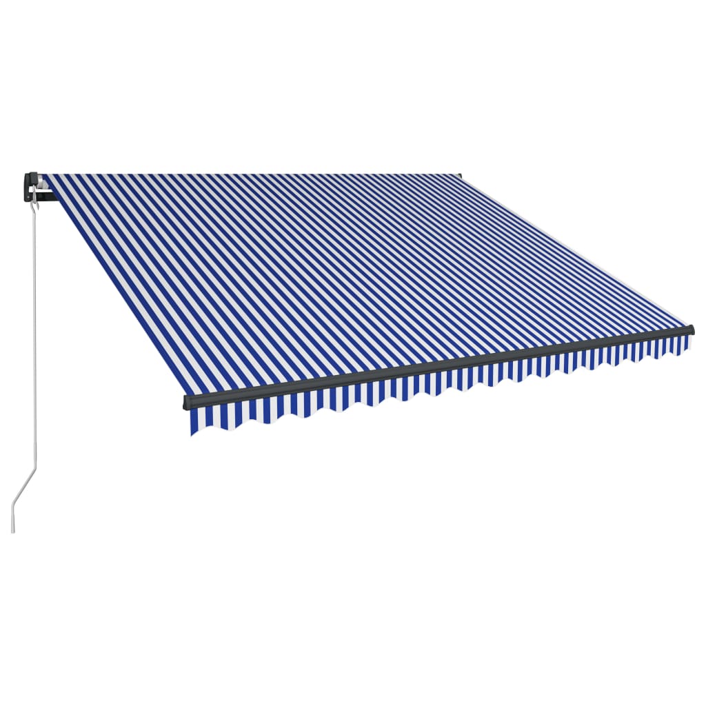 Luifel handmatig uittrekbaar met LED 400x300 cm blauw en wit