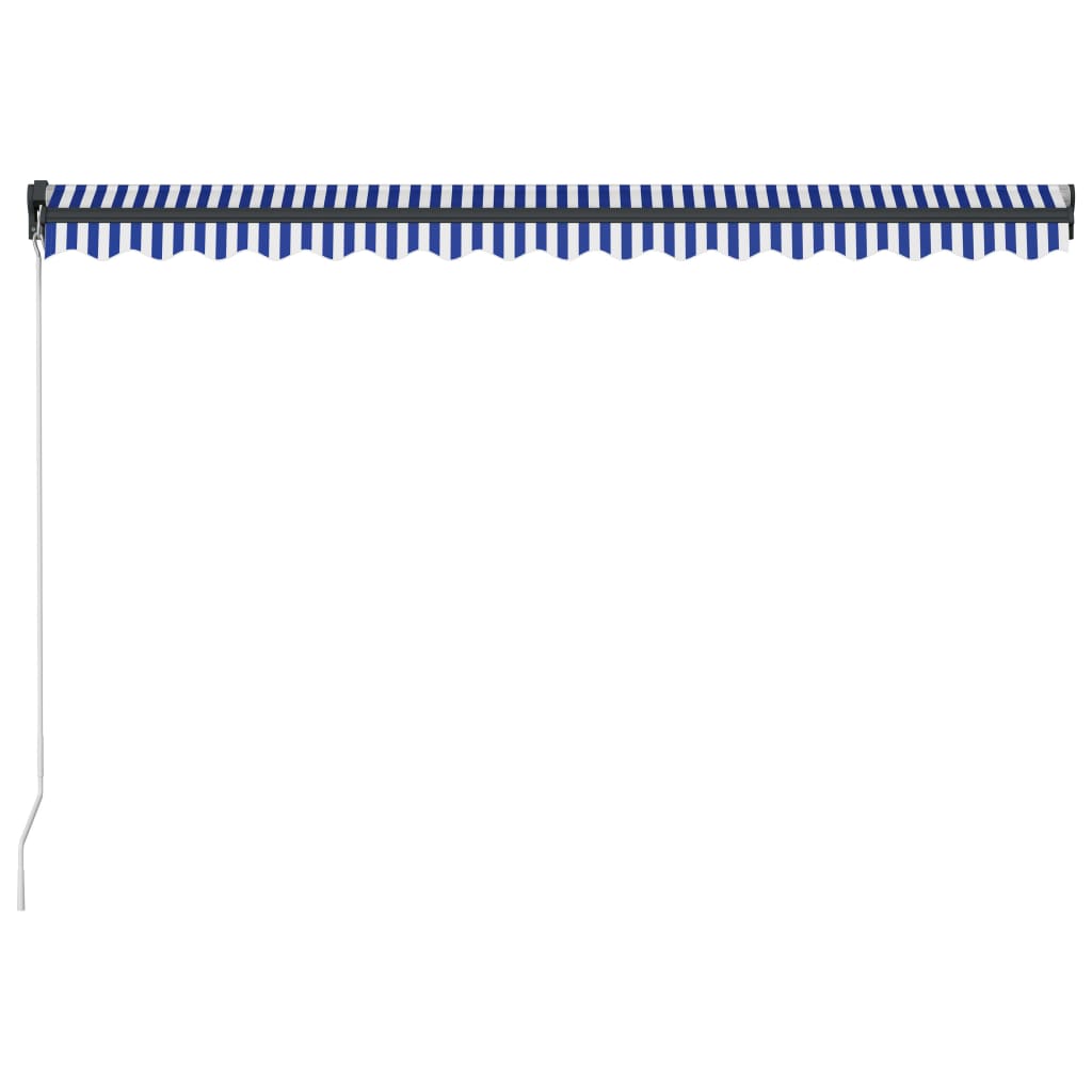 Luifel handmatig uittrekbaar met LED 400x300 cm blauw en wit