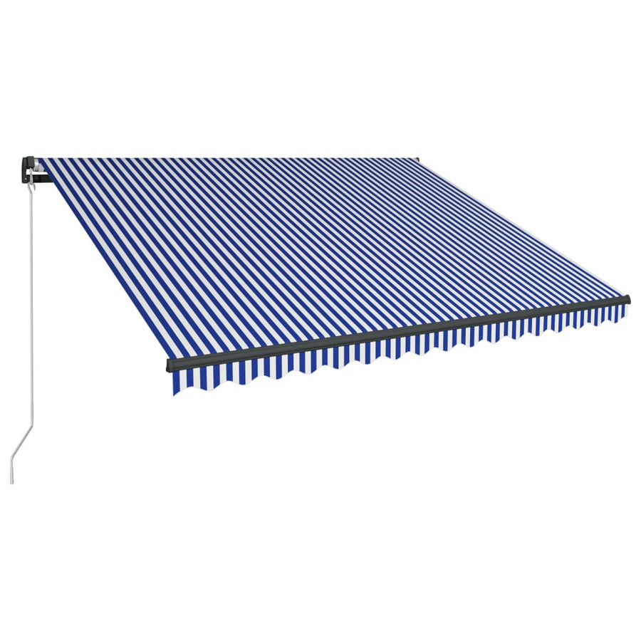 Luifel handmatig uittrekbaar met LED 450x300 cm blauw en wit