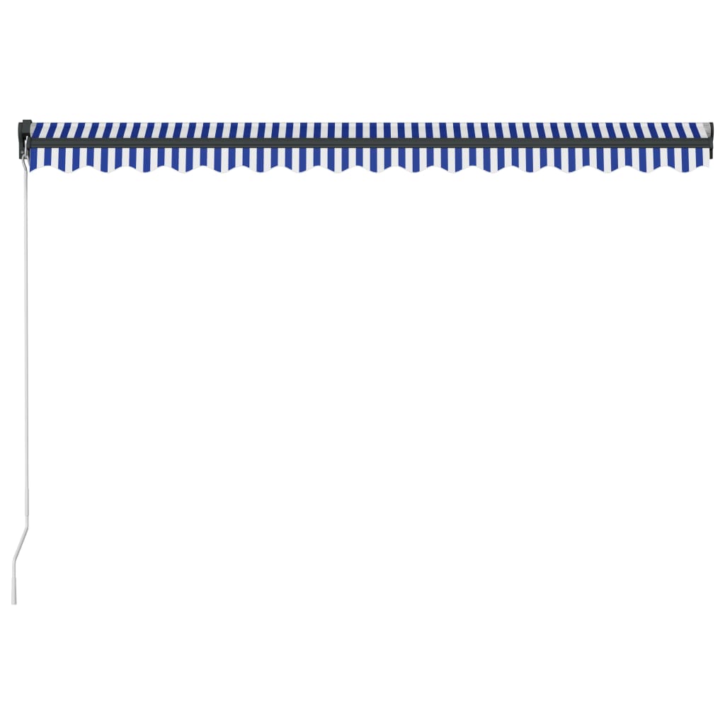 Luifel handmatig uittrekbaar met LED 450x300 cm blauw en wit