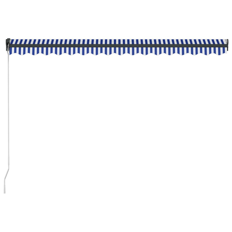 Luifel handmatig uittrekbaar met LED 450x300 cm blauw en wit