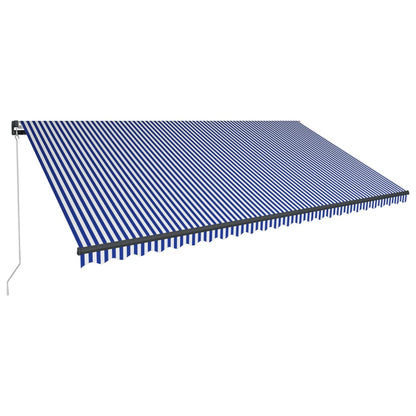 Luifel handmatig uittrekbaar met LED 600x300 cm blauw en wit