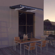 Luifel 300x250 cm blauw wit met windsensor en led