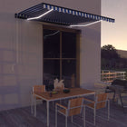 Luifel Met Windsensor En Led 400 x 300 cm Blauw en wit