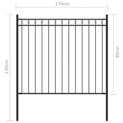 Tuinhek ,7X0,8 M Staal Zwart 1.7 x 0.8 m