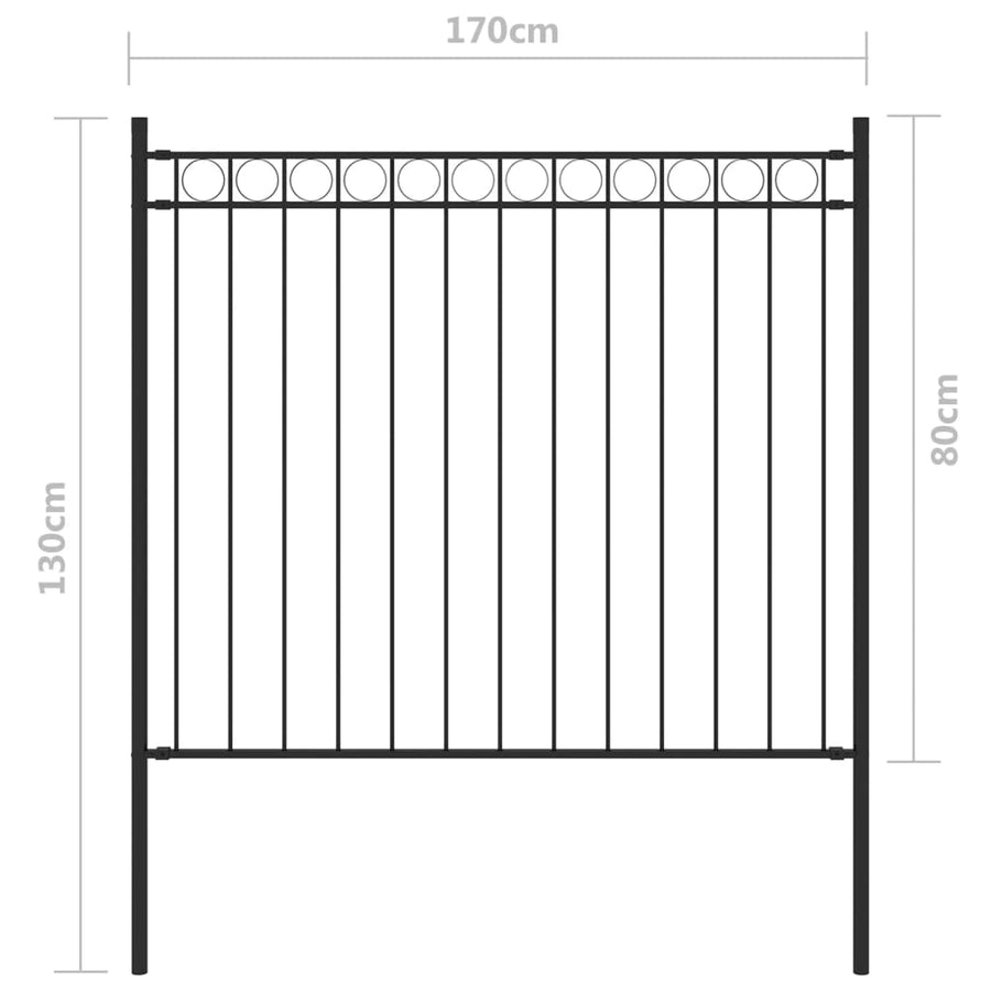 Tuinhek ,7X0,8 M Staal Zwart 1.7 x 0.8 m