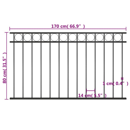 Schuttingpaneel 1,7X0,8 M Staal Zwart 1.7 x 0.8 m