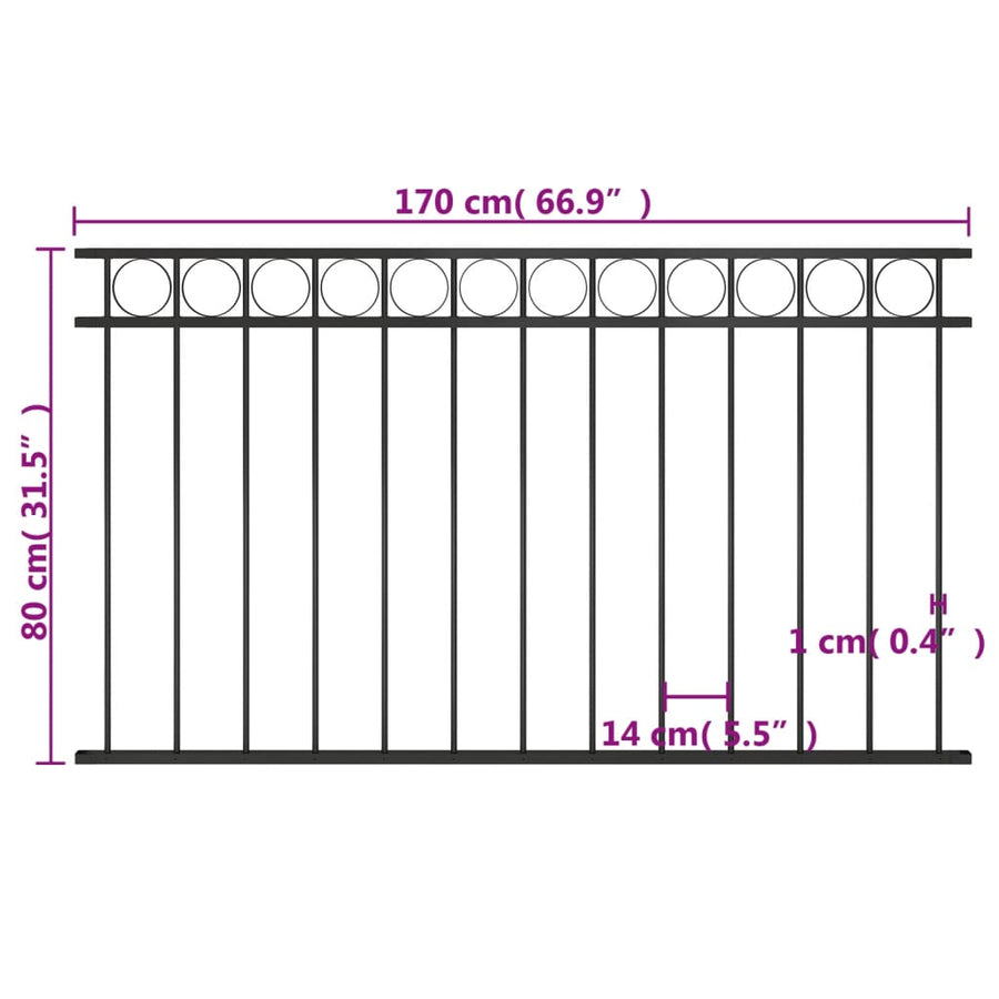 Schuttingpaneel 1,7X0,8 M Staal Zwart 1.7 x 0.8 m