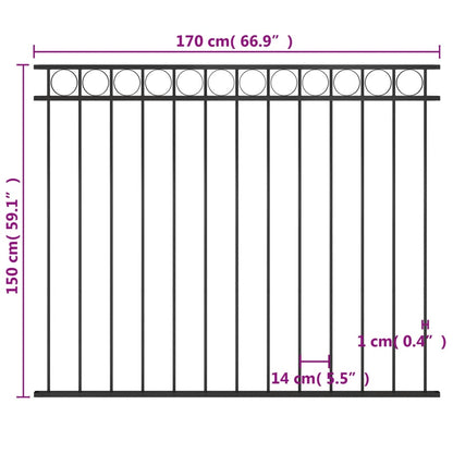 Schuttingpaneel ,7X,5 M Staal Zwart