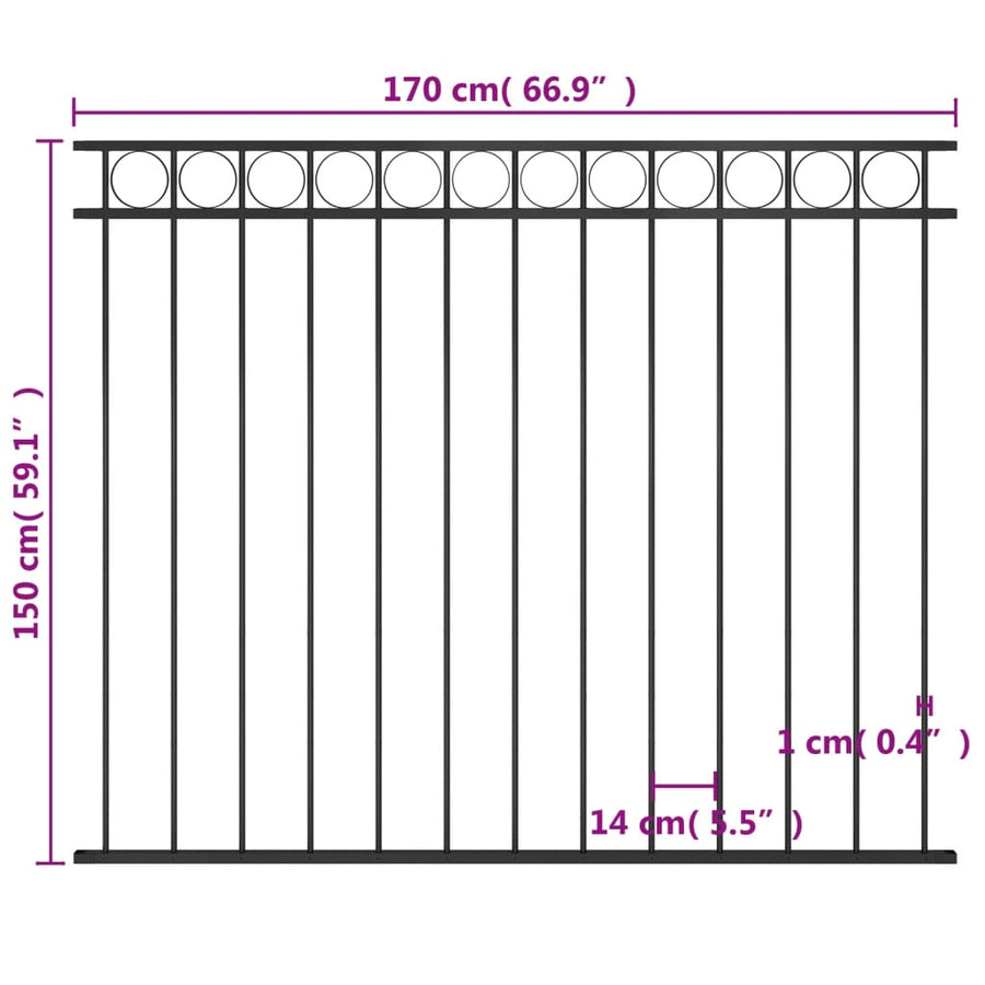 Schuttingpaneel ,7X,5 M Staal Zwart
