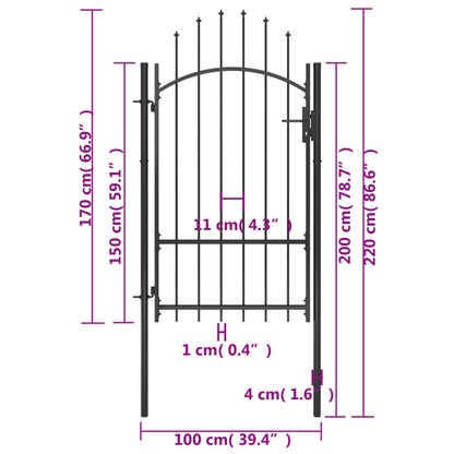 Poort 1x2,2 m staal zwart 2.2 m Zwart
