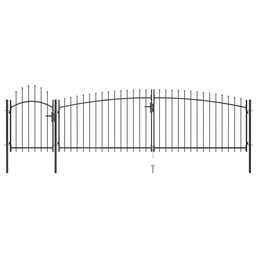 Poort Met Speren Bovenkant 5X1,75 M Zwart 5 x 1.75 m