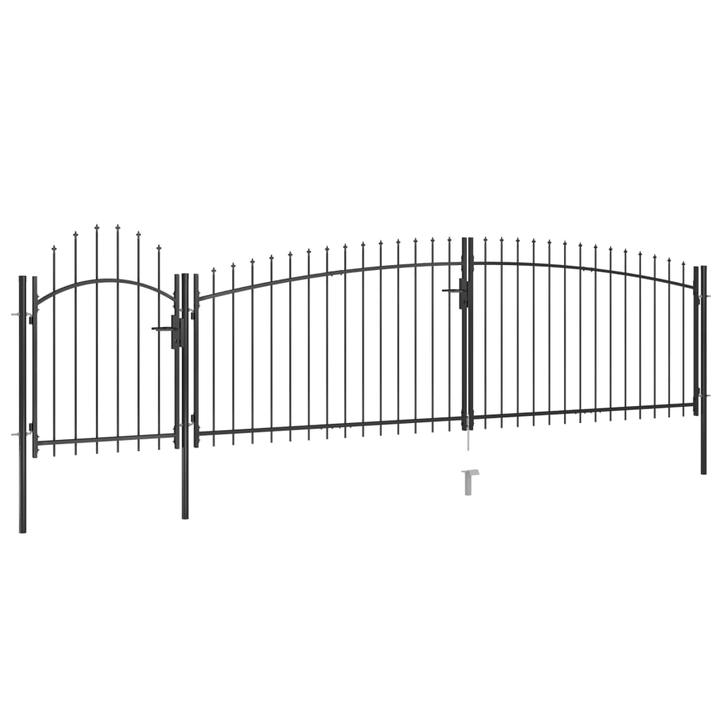 Poort Met Speren Bovenkant 5X1,75 M Zwart 5 x 1.75 m